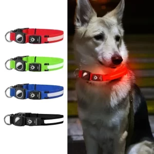 USB Rechargeable Pet Dog LED Glowing Collar Glowing For Air-Tag Flashing Necklace Collar Outdoor Walking Night Safety Supplies